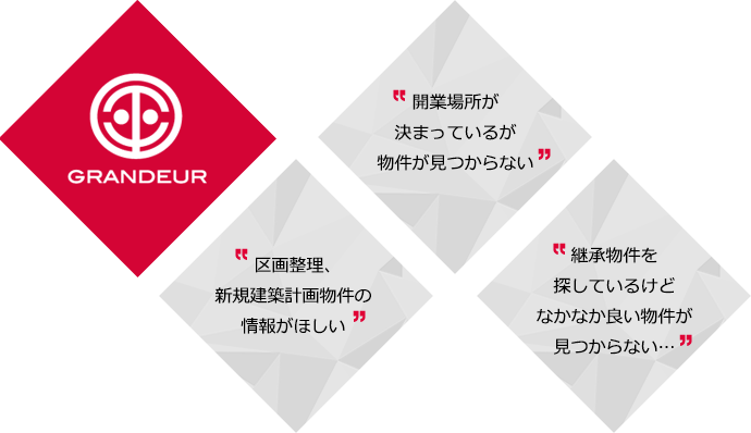 場所はいいけど、 費用が高いなぁ… アクセスがいい 土地で開業したいけど いい物件が見つからない… 自宅近くにいい物件 がないか聞いてみたい…